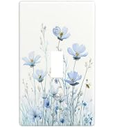 Decorative Art Light Switch Covers Fresh Blue Cosmos Flower & Bee Single Toggle Wall Plate Decora...