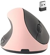 Wireless Mouse Pink Left Handed Mouse Ergonomic Vertical Left Hand 6 buttons USB Optical Ergo Car...