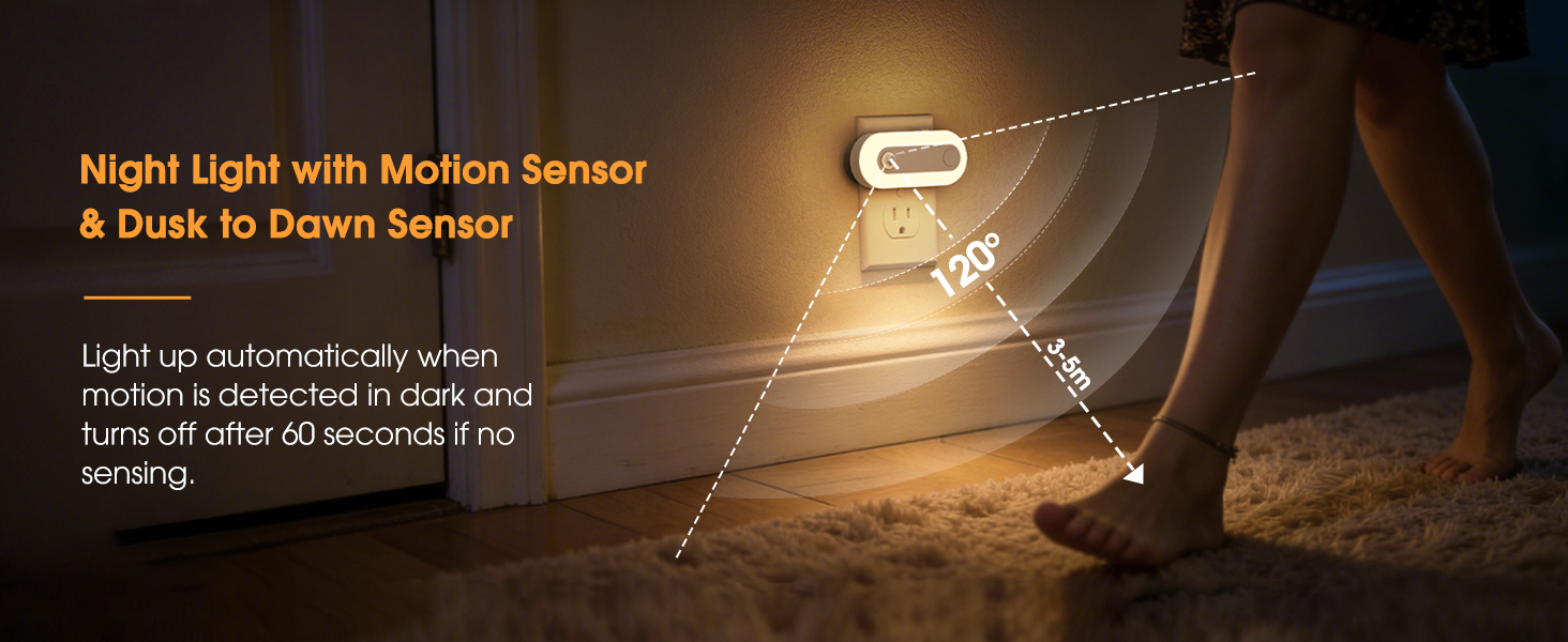 Motion Sensor & Dusk to Dawn Sensor Dimmable night light