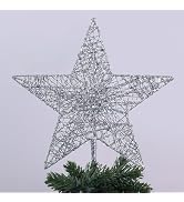 Christmas Tree Topper, hogardeck Sliver 5-Pointed Star Tree Topper for Christmas Decor, Tree Topp...