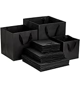 Yesland 30 Pack Black Kraft Paper Bags - 3 Sizes Square Gift Bags Shopping Bags with Ribbon Handl...