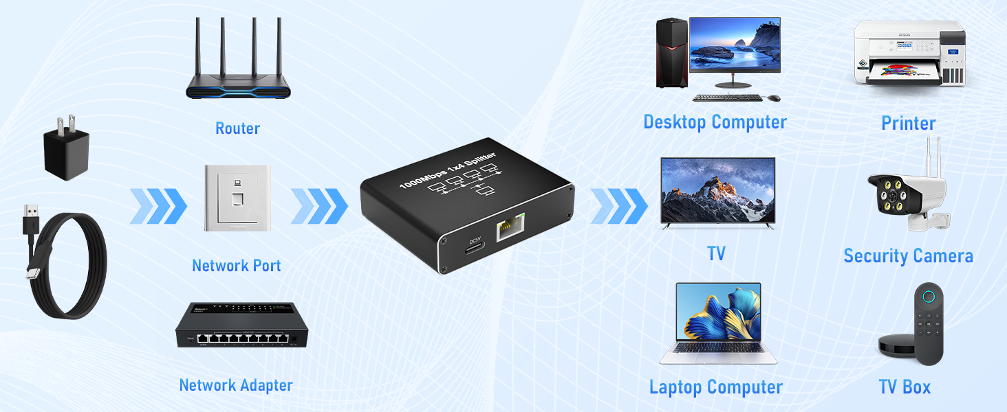 Internet Splitter 1 in 4 Out