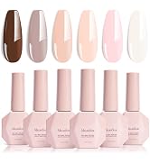 MelodySusie Nude Brown Gel Nail Polish Set - 6 Colors Milky Beige Neutral Pink Soak Off UV LED Ge...