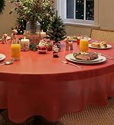Auros Plastic Table Cloth 10 Pack, 84'' Round Disposable Table Cloths for Party, Picnic and Weddi...