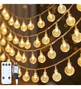 Minetom Crystal Globe String Lights Plug in - 66 ft 200 LED Globe Fairy String Lights with Remote...