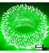 JMEXSUSS St Patrick's Day Decor Lights, 33ft 100 LED Green Christmas Lights, 8 Modes Green String...