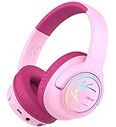 iClever Kids Bluetooth Headphones with LED Lights, BTH18 Safe Volume 74/85dBA, 43H Playtime, Blue...