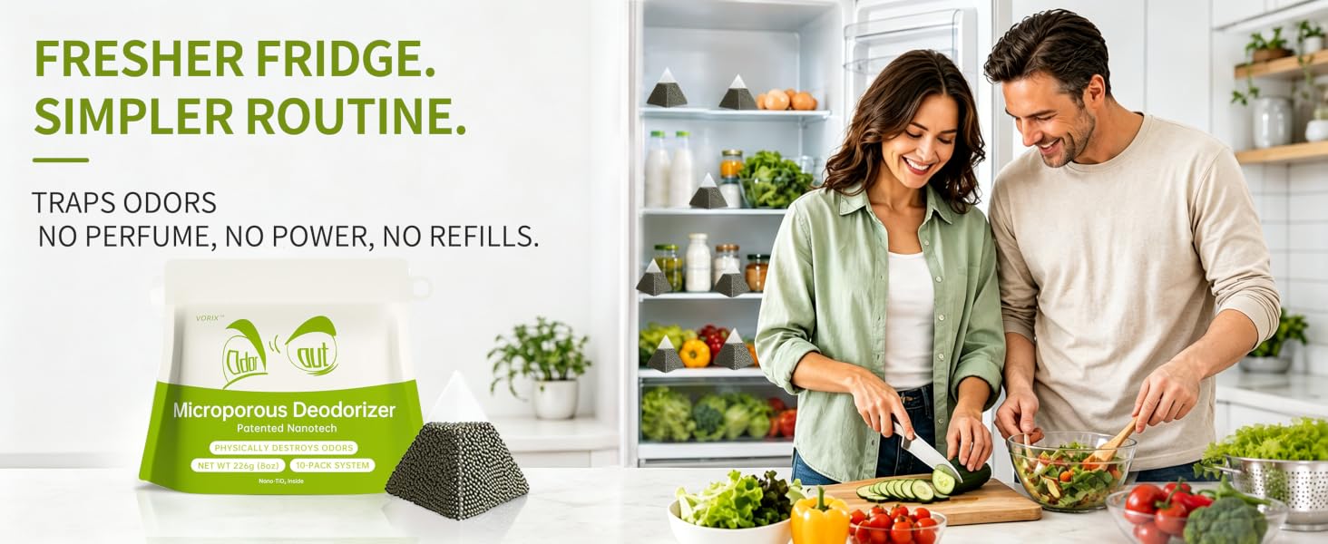 Thoughtful Design. Real Freshness: A Fridge Deodorizer for Everyday Homes.