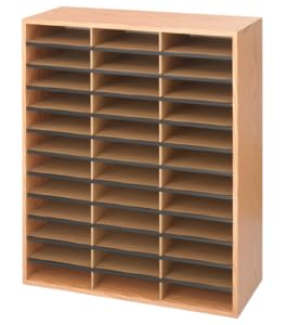 wood organizer, literature organizer, corrugated literature organizer, wood corrugated literature