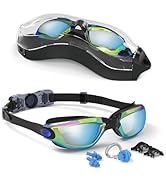 Hurdilen Kids Swim Goggles, Swimming Goggles for Kids with Nose Clip, Earplugs, Nose Bridge for A...