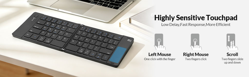 Rii RK808 Foldable Bluetooth Keyboard with Touchpad