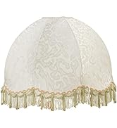 Aspen Creative 34502, Handsewn Off-White Spider Lamp Shade, Jacquard Textured Fabric with Fringe,...