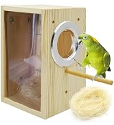 kathson Parakeet Nesting Box Transparent Bird House Bird Nest Box for Cage Parrot Nesting Boxes W...