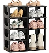 HAIXIN Shoe Shelves for Closet Shoe Rack Adjustable Height 10 Tier Shoe Organizer Narrow Plastic ...