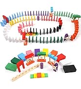 BigOtters Extra Large Domino Blocks Set, 108PCS Domino Starter Kit Colorful Wooden Domino Blocks ...