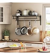 CHOEZON Hanging Pot Rack, Wall-Mounted Pot Rack, Kitchen Cookware Organizer, Metal Pot Rack Holde...