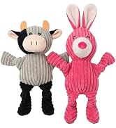 PetLike 2PK Squeaky Plush Dog Toys, Durable Chew Toys with Five BB Squeaker, Composite Stuffed Te...