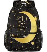 Ackutea Kids Backpack for Boys Girls 6-10, Black Cat Moon Toddler School Bag 16 Inch Bookbag Day-...