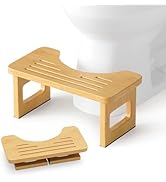 Bathway Squatting Potty Stool, Foldable Poop Stool, Bamboo Wood Toilet Stool Squat Adult, Foot St...