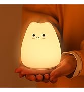 ZKLiLi Cat Night Light for Kids,Cute Night Lamp for Nursery,Squishy Silicone Cat Touch Lights Por...