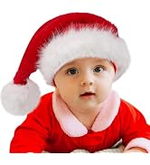 HOIIOH Baby Santa Hat for Newborns – Soft Red Faux Fur Christmas Cap, Classic Holiday Santa Claus...
