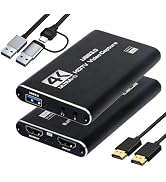 4K HDMI Capture Card for Streaming & Gaming, USB 3.0 Audio Video Capture Device 1080P 60FPS, Low ...