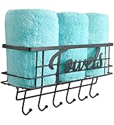 HappyHapi Towel Rack for Bathroom Wall Mounted, Drilling or Self-Adhesive Bath Towel Holder Stora...