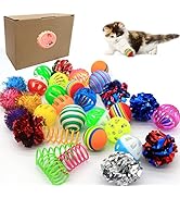 LASOCUHOO Cat Toys, Kitten Cat Ball Toys Assortments, Including Rainbow Ball, Crinkle Ball, Spark...