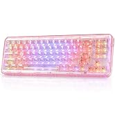 YUNZII X71 Transparent Mechanical Keyboard with Clear Keycaps, BT5.0/2.4G/USB-C Gaming Keyboard 6...