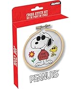 GAMAGO Aquarius Peanuts Joe Cool Cross Stitch Embroidery Kit – 6-Inch DIY Needlework Set with Fab...