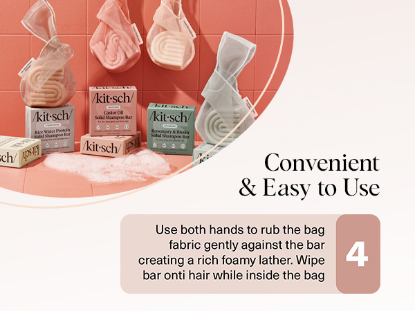 Kitsch Bar Soap Saver Bag - Recycled Mesh Beauty Bar Soap Pouch for Rice Water Protein Shampoo Bar