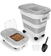 ShineMe Dog Food Storage Container, 30 Lbs Collapsible Food Storage Containers with Rolling Wheel...