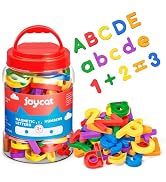 JoyCat Magnetic Letters Numbers Alphabet ABC 123 Fridge Magnets, 104 Pcs | Plastic colorful magne...
