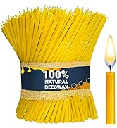 Natural Beeswax Candles - 7” 30 pcs Best Beeswax Candle - Pure Deep Yellow Bee Wax with Great Hon...