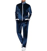 COOFANDY Mens Tracksuit 2 Piece Set Velour Sweatsuit Jogging Suits Full Zip Jacket Pants Outfits