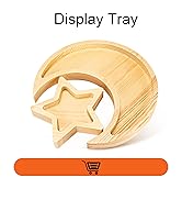 Wooden Crystal Holder Display Tray Moon and Star Wood Trinket Dish for Rocks Stones Jewelry Essen...
