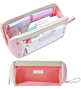 YOKUMA [Upgrade Clear Aesthetic Pencil Case Pouch for Girls Cute Kawaii Mark Pen Case Organizer L...