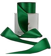 HUIHUANG Forest Green Ribbon 2 inch Double-Faced Forest Green Silk Fabric Ribbon for Christmas, C...