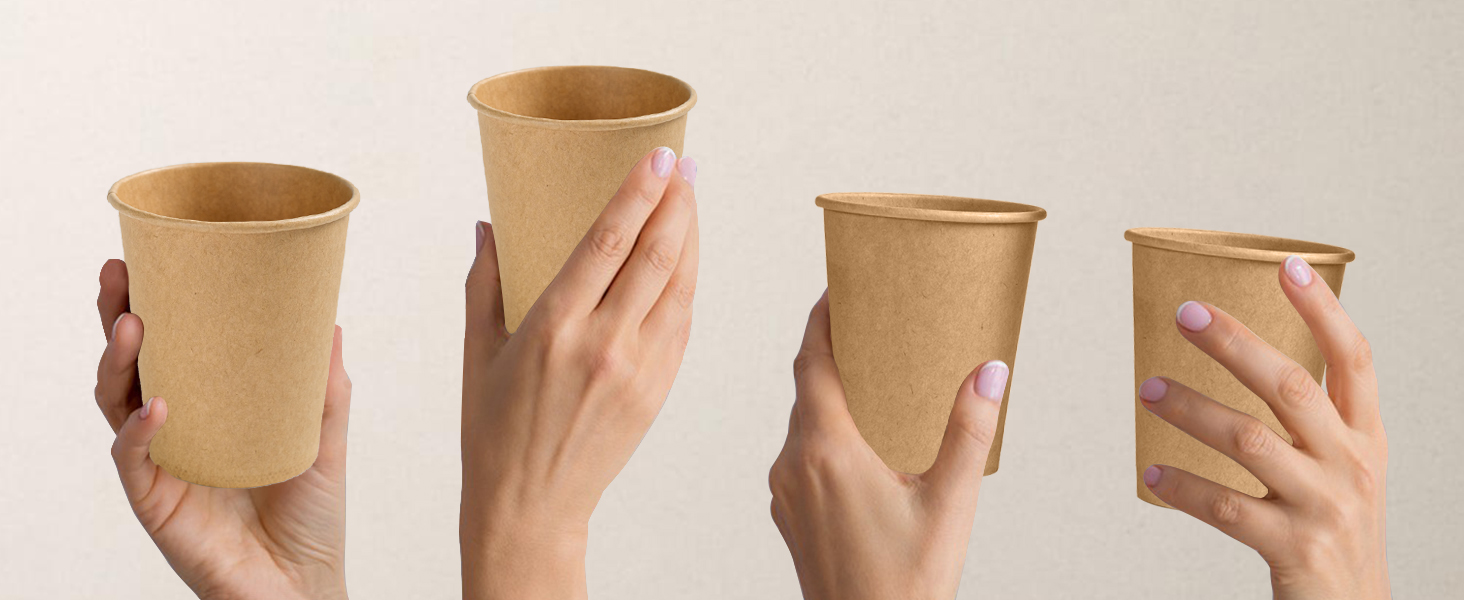 Kraft paper Cups Brown Disposable Paper Coffee Cups Unbleached Cups for Hot/Cold