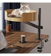 Cat Desk Bed – Cat Bed for Indoor Cats with Adjustable Height&360° Rotation, Elevated Desk Nest C...