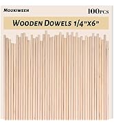 Moukiween Wooden Dowel Rods, 100PCS 1/4 x 6 Inch Round Wooden Sticks for Arts Crafts, Home Decor,...