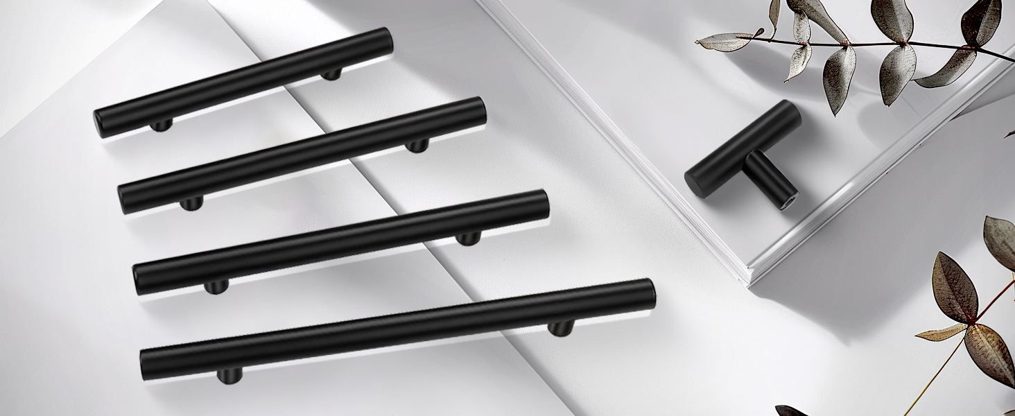 black cabinet handles