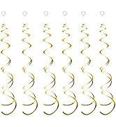 30 Pieces Gold Hanging Swirl Decorations Plastic Streamer Party Swirl Spiral Decorations for Ceil...