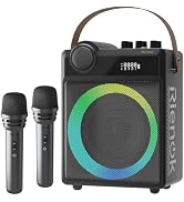 RIENOK 100W Powerful Voice Amplifier with 2 Wireless Microphones, Big Pro Sound Portable Speaker ...