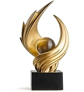 XYQXYQ Abstract Art Sculpture, Resin Gold Decorative Statue, Modern White Ornaments for Living Ro...