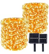 ZELUXDOT Solar String Lights for Outside,2Pack 66FT 200 LEDs Solar Fairy Lights,Waterproof 8 Mode...