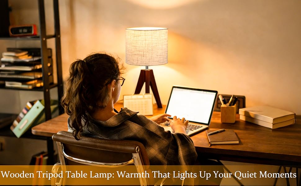 Wooden Tripod Table Lamp