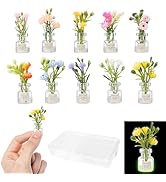10 Pcs Miniature Dollhouse Plant Flowers, 1:12 Tiny Small Glow in The Dark Glass Vase Flowers Pla...
