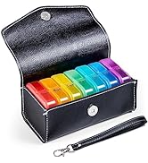 Zoksi Weekly Pill Organizer 2 Times a Day, PU Leather Bag 7 Day Am Pm Pill Box, Daily Pill Box Or...