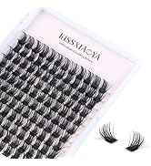 KISSXIAOYA Cluster Lashes Extensions, 144Pcs Individual Cluster Lashes D Curl 14mm, Wide Stem Clu...